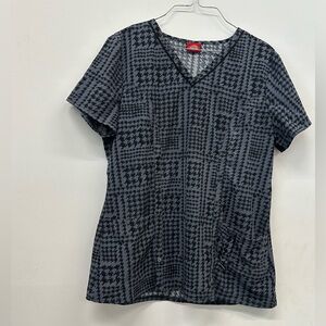 Dickies Black and Gray Front Pocket Scrub Top Size Medium